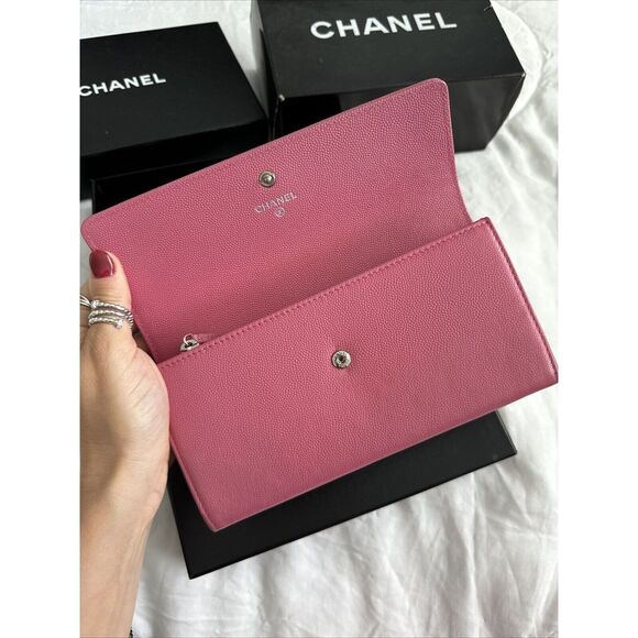 CHANEL Pink Caviar Leather Flap Wallet W/box - Picture 7 of 16